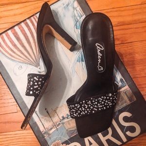 Arden B Squared Toe Block High Heel Mule Size 6.5